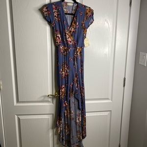 Blue floral hi low dress